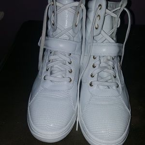Women's US9 Hogan HiTop White Leather Sneakers
